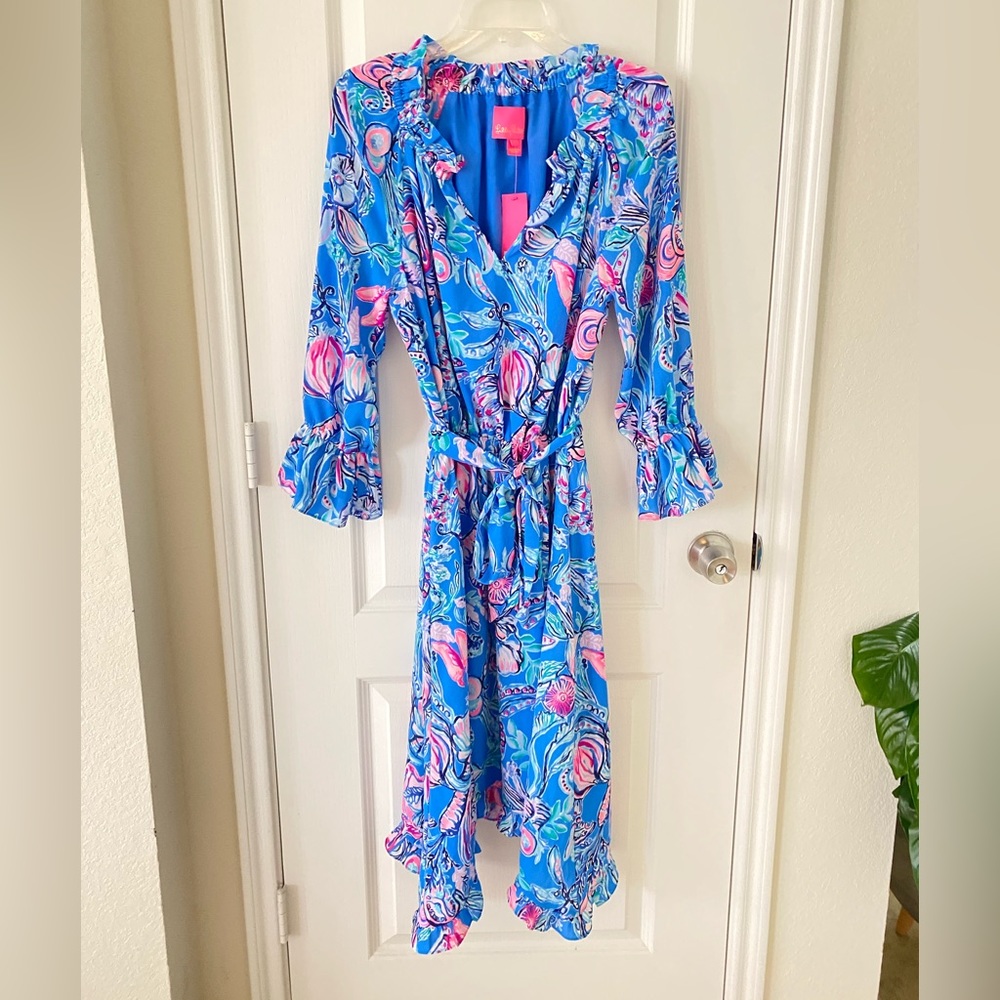 NEW Lilly Pulitzer Alyanna Back to Our Roots Ruffle Midi Dress Small - Picture 2 of 4
